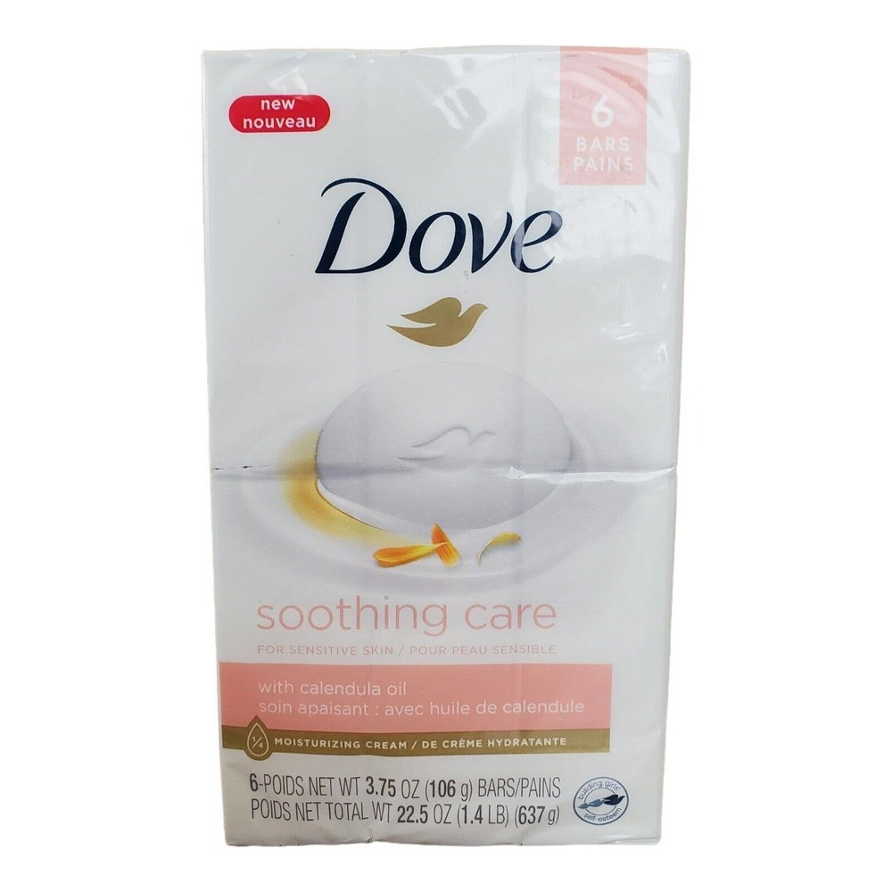DOVE SOOTHING CARE Moisturizing Beauty Bar Soap for Sensitive Skin 6 Bar Pack